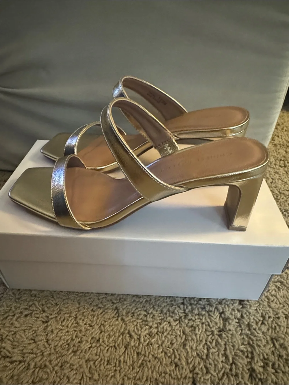 CL by Chinese Laundry Metallic Gold Double-Strap Block Heel Sandal Sz 7.5